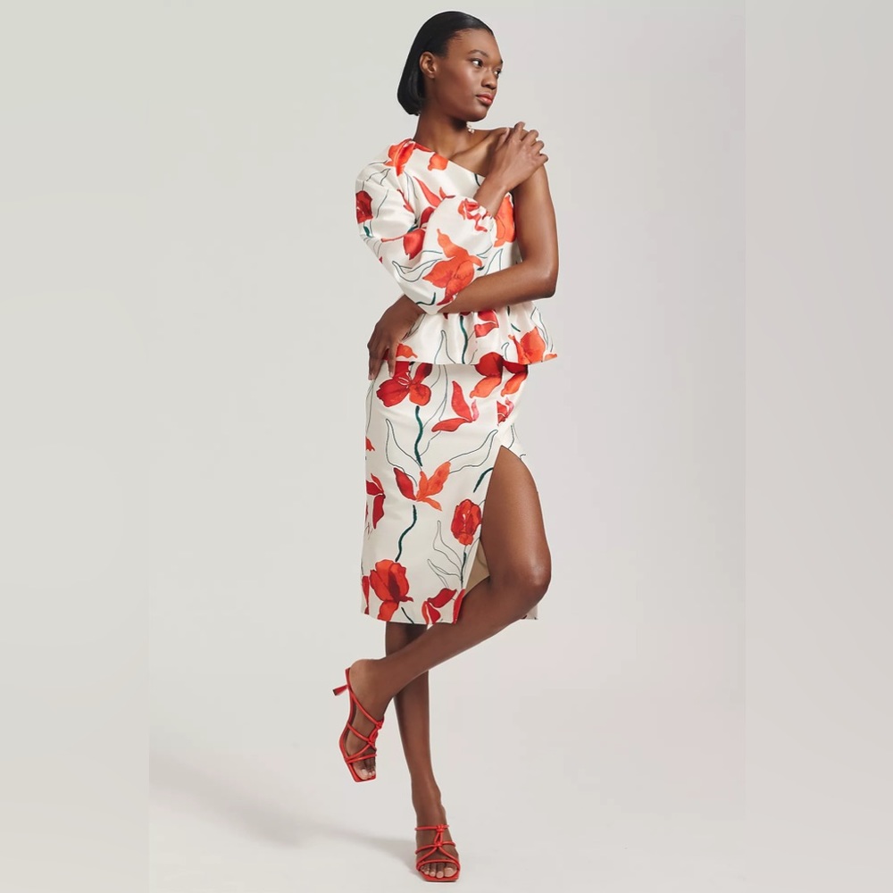 Anthropologie Hutch One-Shoulder Peplum Mini Dress